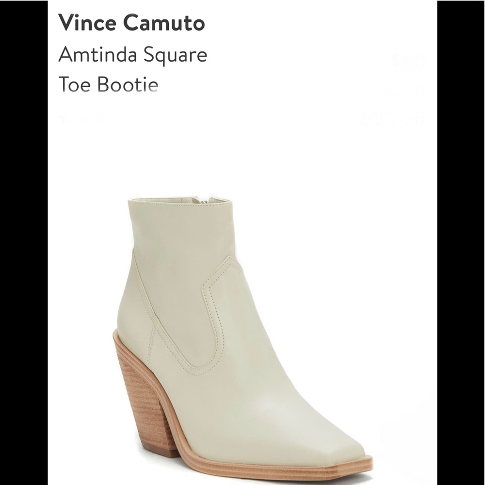 Vince Camuto Amtinda Square Toe Bootie in Cream NWOT